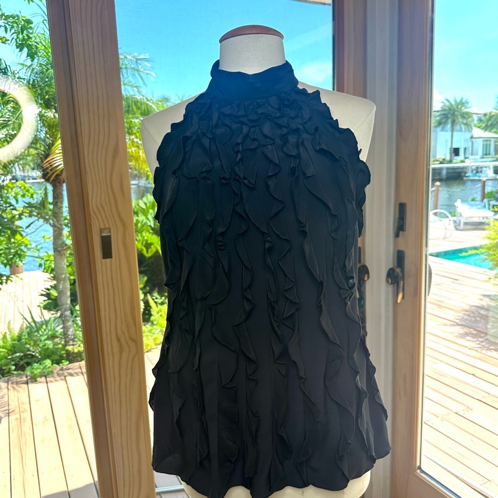 Banana Republic Black Ruffle Blouse